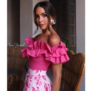 BLOGGER'S FAVE! Zara Ruffled Bodysuit Fuchsia NWT